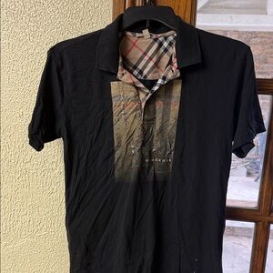 Burberry Black Polo with Beige Check Detail